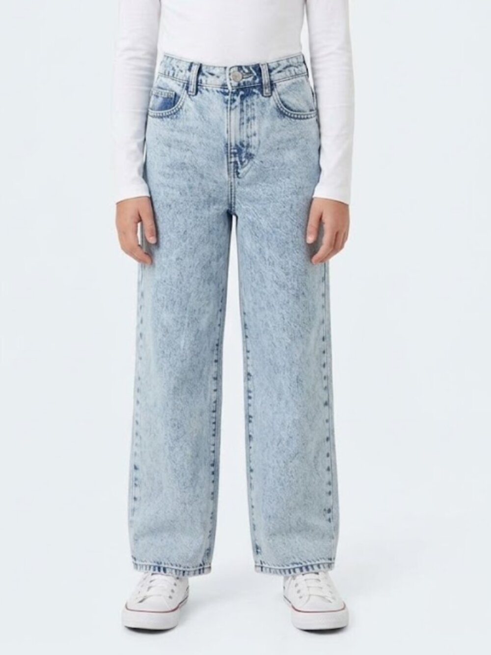 SHEIN Girls Light Blue Denim Jeans Elastic Waist Casual Straight Size 12